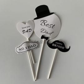 Taart Toppers "Dad" Carton (4 stuks)