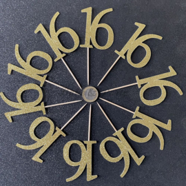 Cupcake Toppers "16" (10 stuks)