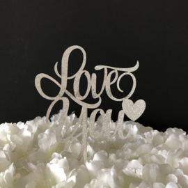 Taart Topper Carton "Love You"