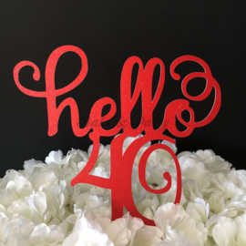 Taart Topper Carton "Hello 40"