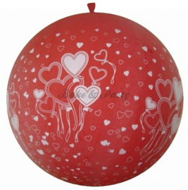 Reuzen Ballon "Hearts" Rood Pastel