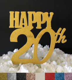 Taart Topper Carton "Happy 20th"