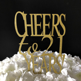 Taart Topper Carton "Cheers to 21 Years"