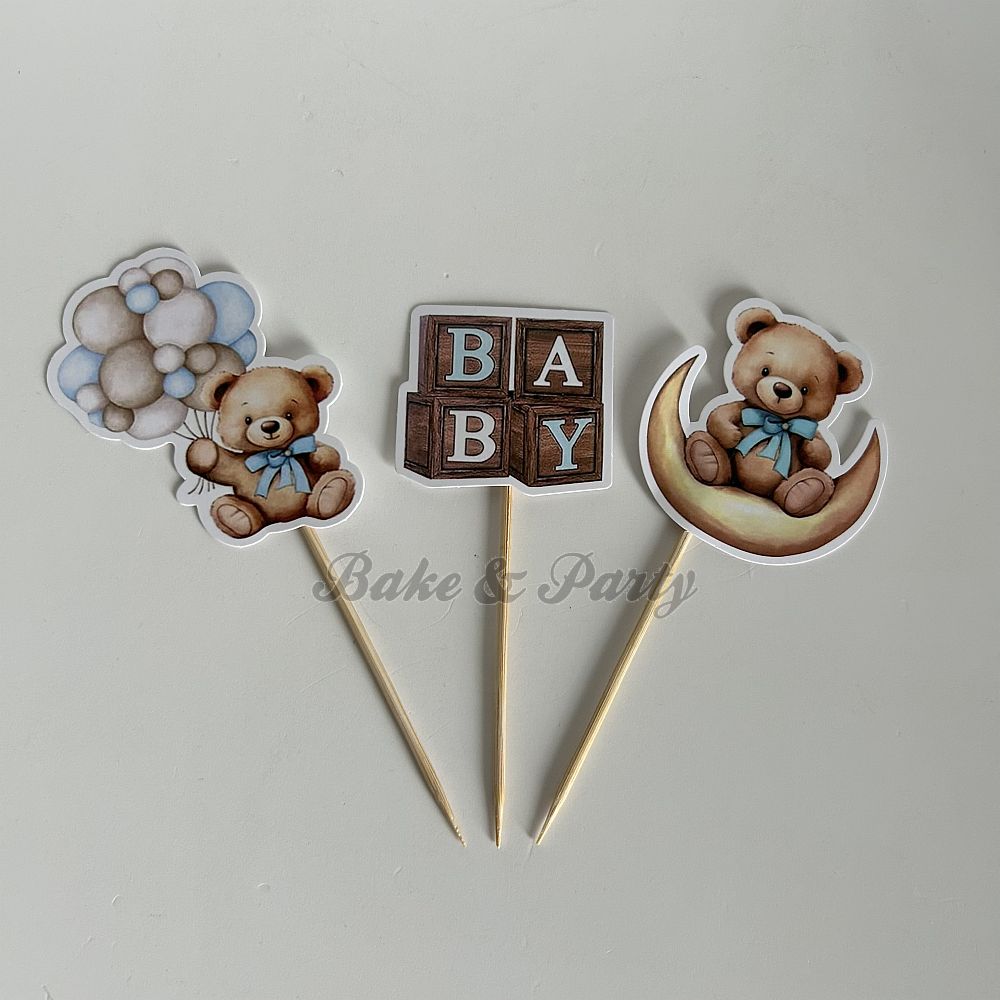 Cupcake Toppers "Baby" blauw (12 stuks)