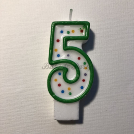 Kaarsje Wilton - Numeral Candle - "5" Green