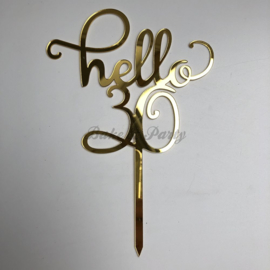 Taart Topper Acryl "Hello 30"
