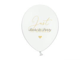 Latex Ballonnen "Just Married" Wit/Goud (10 stuks)