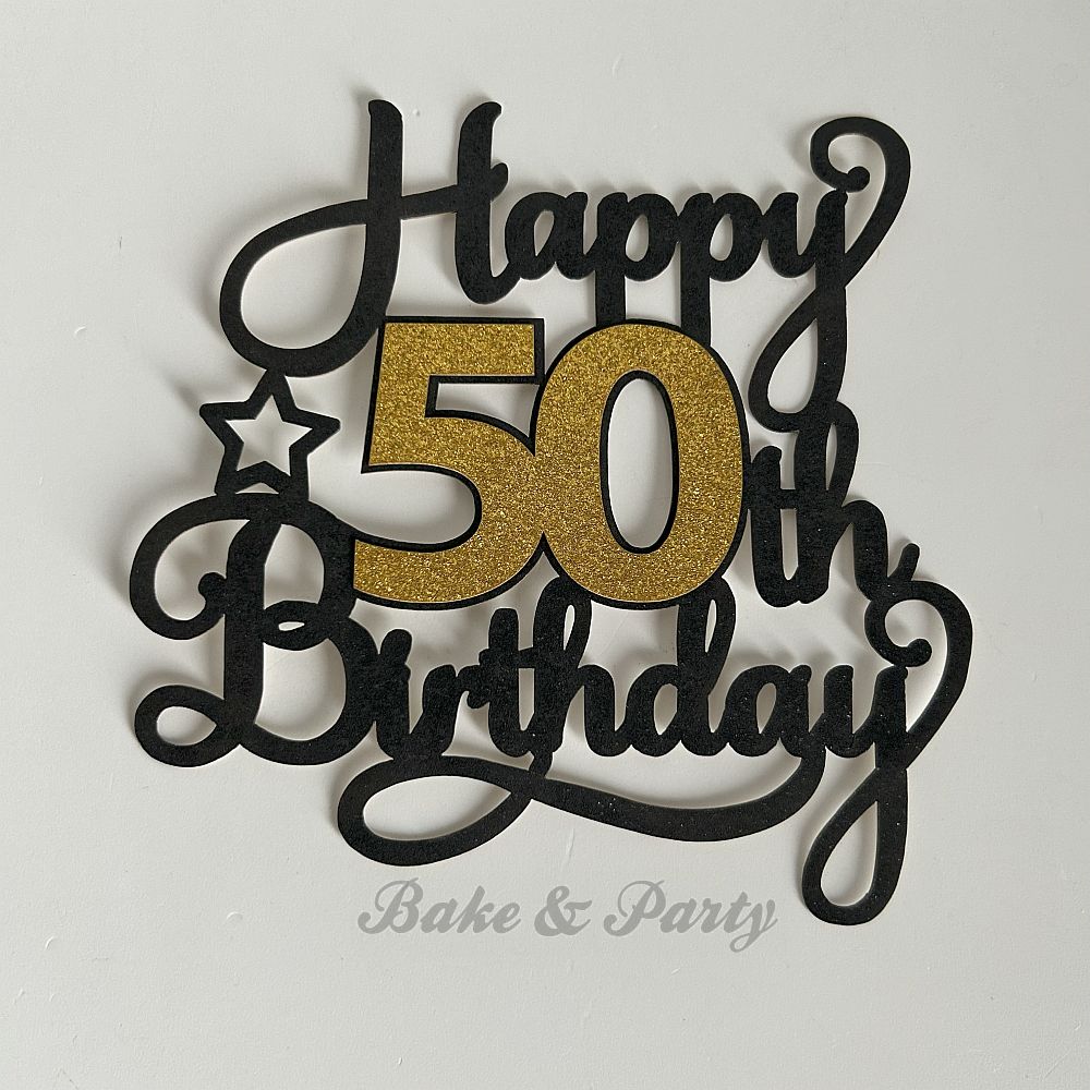 Taart Topper Carton "Happy 50th Birthday"