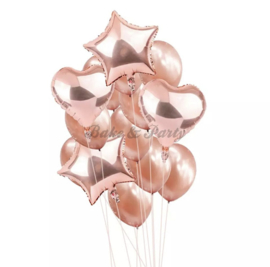 Folie & Latex Ballonnen Party Set Rosé Goud (1) (14 stuks)