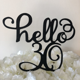 Taart Topper Carton "Hello 30"