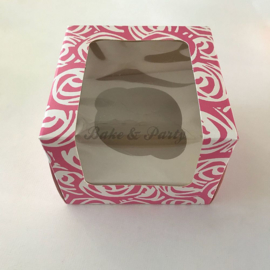 Culpitt Cupcake Box Pink Rose (3 stuks) - 10 x 7,5 x 10 cm