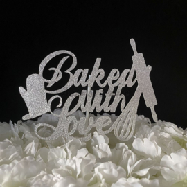 Taart Topper Carton "Baked With Love"