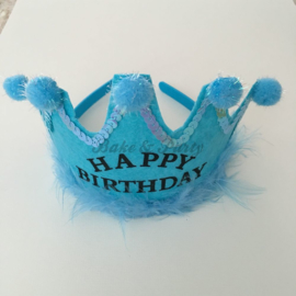 Verjaardagskroon "Happy Birthday" Blauw