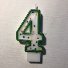 Kaarsje Wilton - Numeral Candle - "4" Green