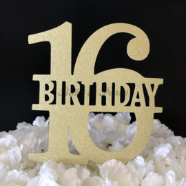 Taart Topper Carton "16 Birthday"