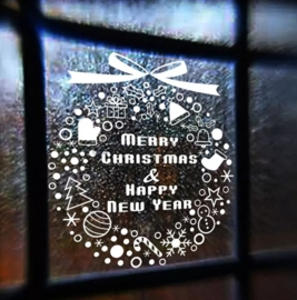 Raam- / Muursticker "Merry Christmas" (2) Wit