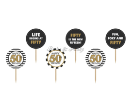 Cupcake Toppers "Fifty" (6 stuks)
