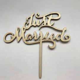 Taart Topper "Just Married" Hout