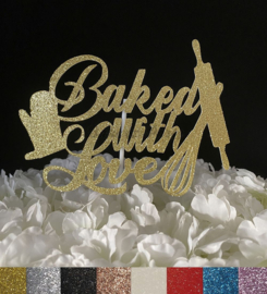 Taart Topper Carton "Baked With Love"
