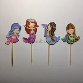 Cupcake Toppers "Zeemeerminnen" (1) (24 stuks)