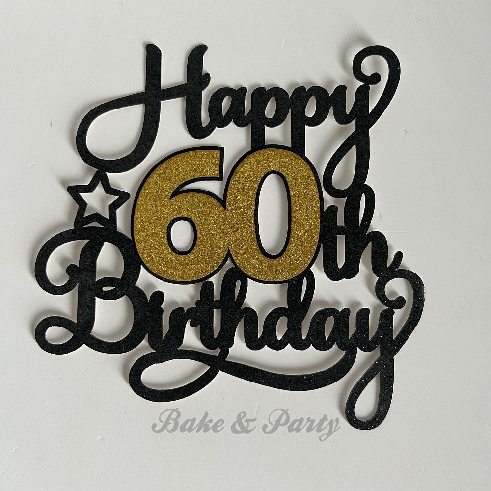 Taart Topper Carton "Happy 60th Birthday"
