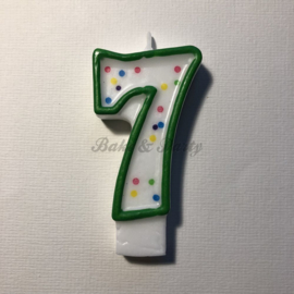 Kaarsje Wilton - Numeral Candle - "7" Green