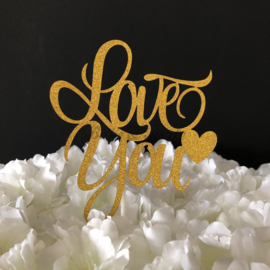 Taart Topper Carton "Love You"