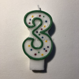 Kaarsje Wilton - Numeral Candle - "3" Green