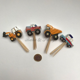 Cupcake Toppers "Trucks" (24 stuks)