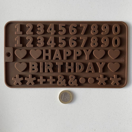 Siliconen Mal "Happy Birthday + Cijfers"