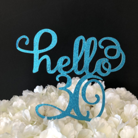 Taart Topper Carton "Hello 30"