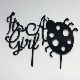 Taart Topper "It's a Girl" (2) Zwart Acryl