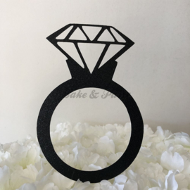 Taart Topper Carton "Ring met Diamant"