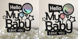 Taart Topper Carton "Hello My Baby"