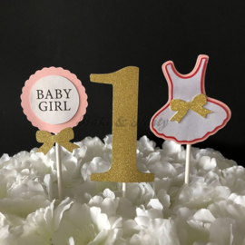 Taart Toppers Carton "1 Baby Girl"