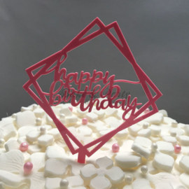 Taart Topper "Happy Birthday" (13) Roze Acryl