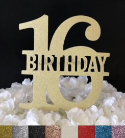 Taart Topper Carton "16 Birthday"