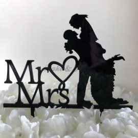 Taart Topper Acryl "Mr & Mrs" (2)