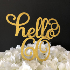 Taart Topper Carton "Hello 60"