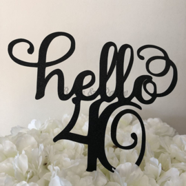 Taart Topper Carton "Hello 40"