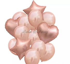 Folie & Latex Ballonnen Party Set Rosé Goud (2) (14 stuks)
