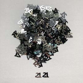 Decoratie Confetti "21" Zwart/Zilver