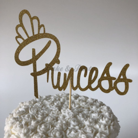 Taart Topper "Princess" Goud Carton (klein)