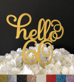 Taart Topper Carton "Hello 60"