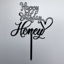 Taart Topper Acryl "Happy Birthday Honey"