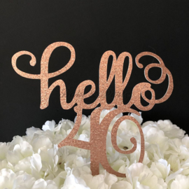 Taart Topper Carton "Hello 40"