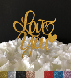 Taart Topper Carton "Love You"