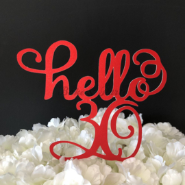 Taart Topper Carton "Hello 30"