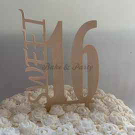 Taarttopper Sweet 16 Hout (handgemaakt)