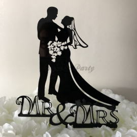 Taart Topper Acryl "Mr & Mrs" (10)